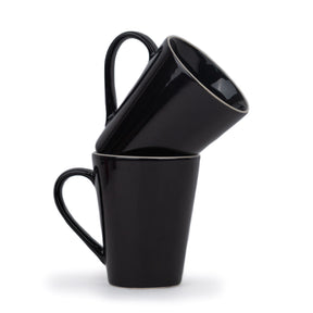 Shay Large Ceramic Coffee Mug Set | Black Beauty Collection | 350ml | Modern Tableware Online India