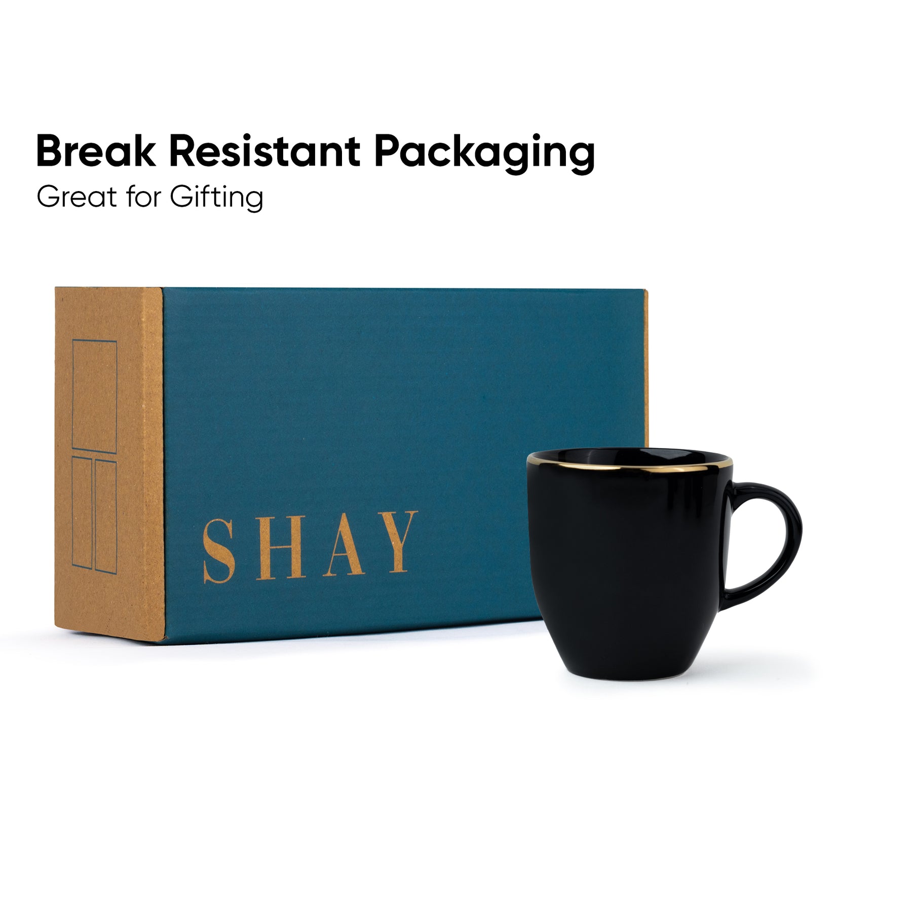 Ceramic Coffee Mug Set – Gold Line Milk Mug Collection | Glossy Finish