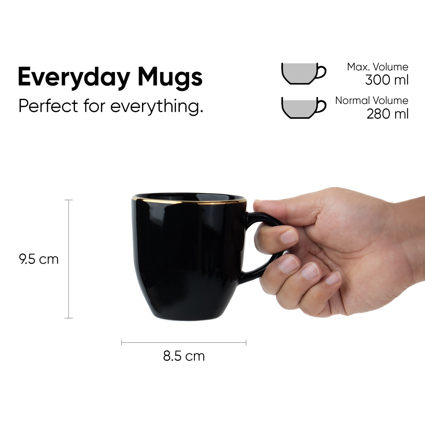 Ceramic Coffee Mug Set – Gold Line Milk Mug Collection | Glossy Finish