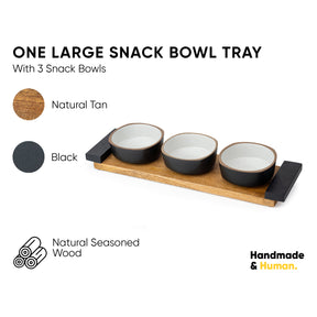 Shay Ceramic Snack Bowl & Tray Set | 300ml | Matte Finish | Japandi Collection