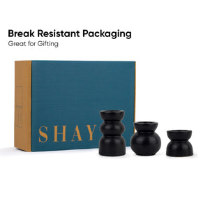 Ceramic Tea Light Holder Set of 3, Black, Decor Collection | Zen Tea Light Holders for Home Décor | Tea Light Holder Ceramic