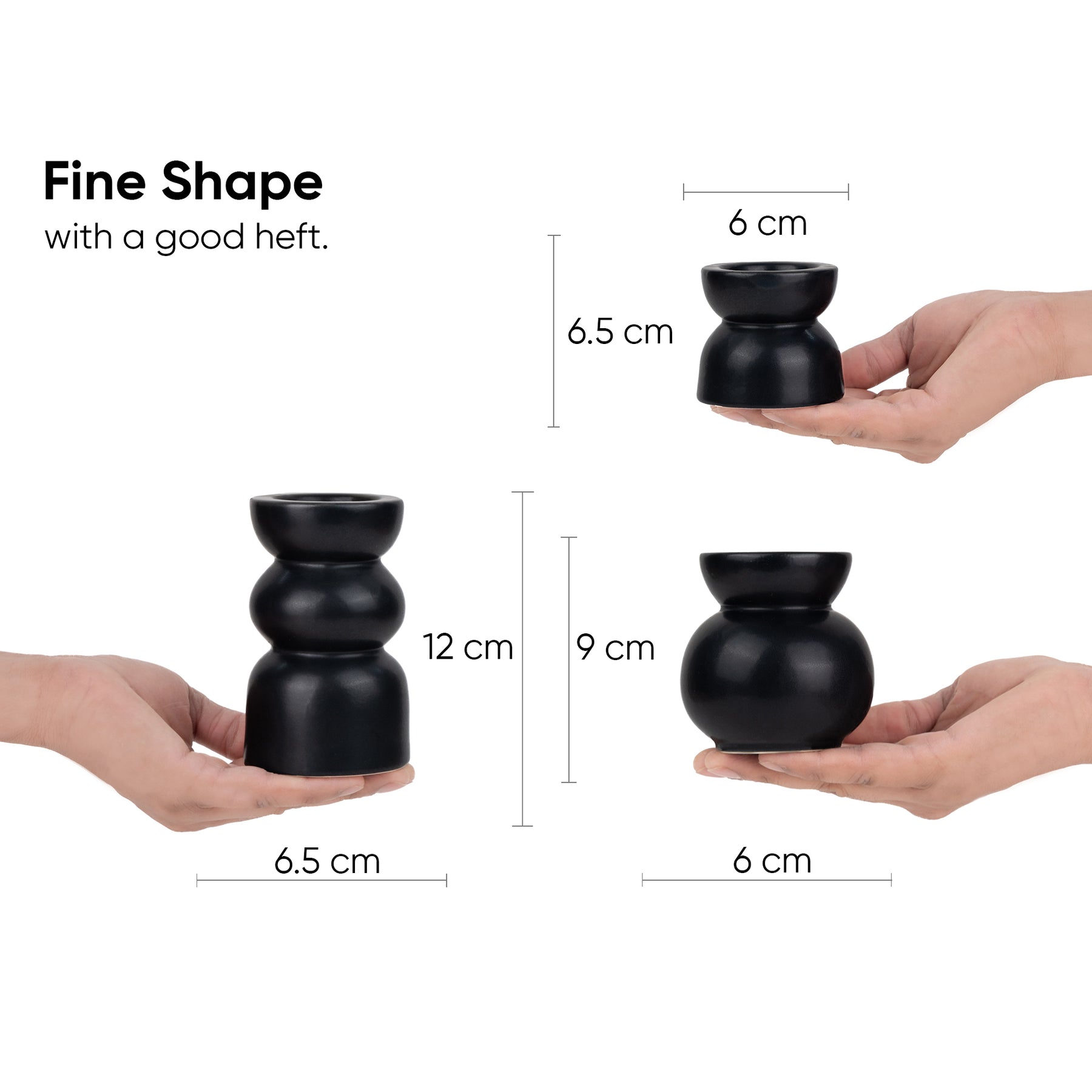 Ceramic Tea Light Holder Set of 3, Black, Decor Collection | Zen Tea Light Holders for Home Décor | Tea Light Holder Ceramic