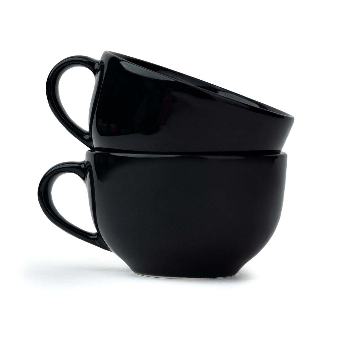 Large Ceramic Coffee Cup Set – 320ml | XL Cuppa Collection | Glossy Finish | Premium Porcelain Black