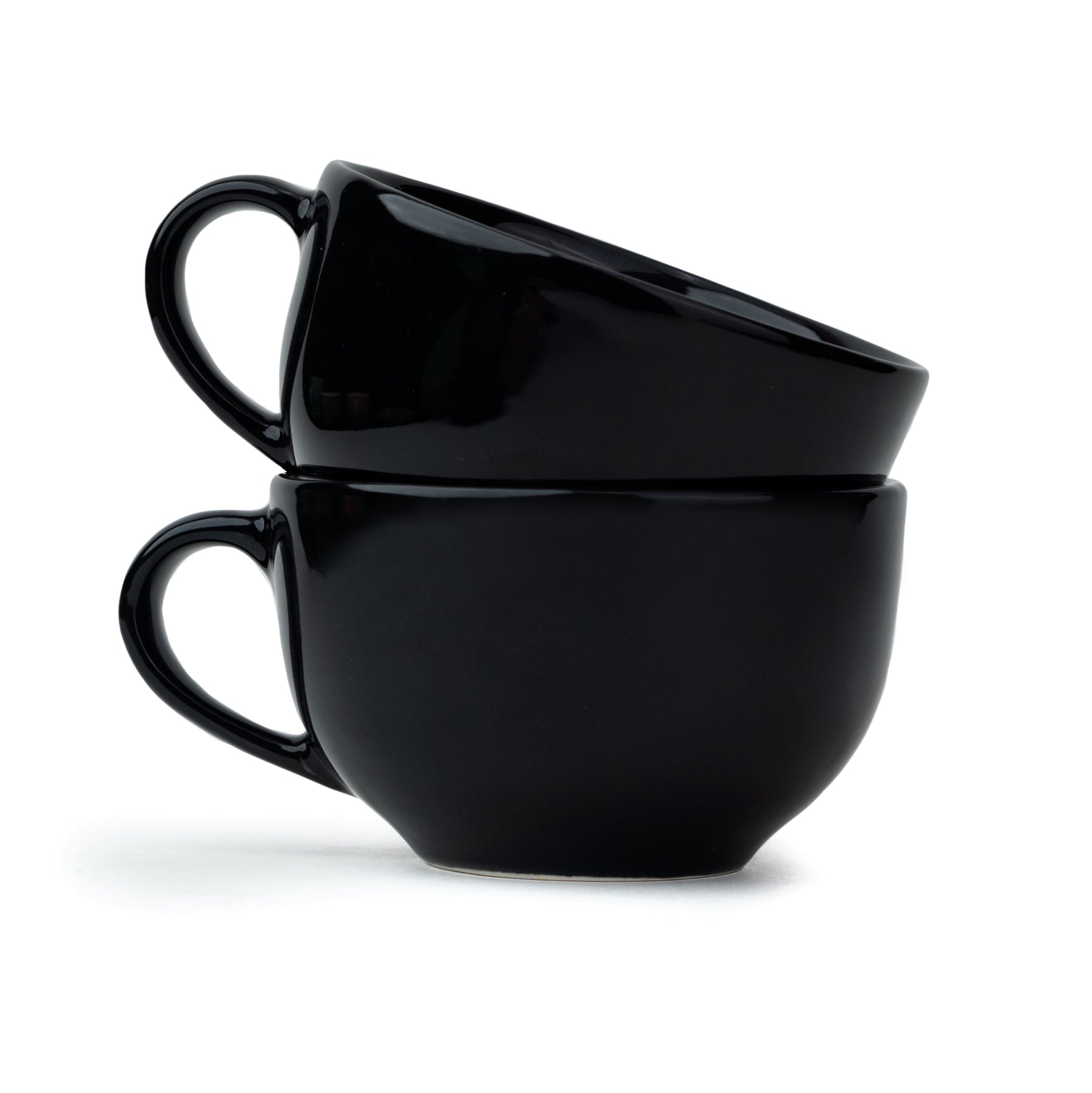 Large Ceramic Coffee Cup Set – 320ml | XL Cuppa Collection | Glossy Finish | Premium Porcelain Black