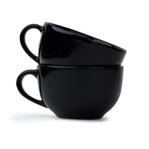Large Ceramic Coffee Cup Set – 320ml | XL Cuppa Collection | Glossy Finish | Premium Porcelain Black