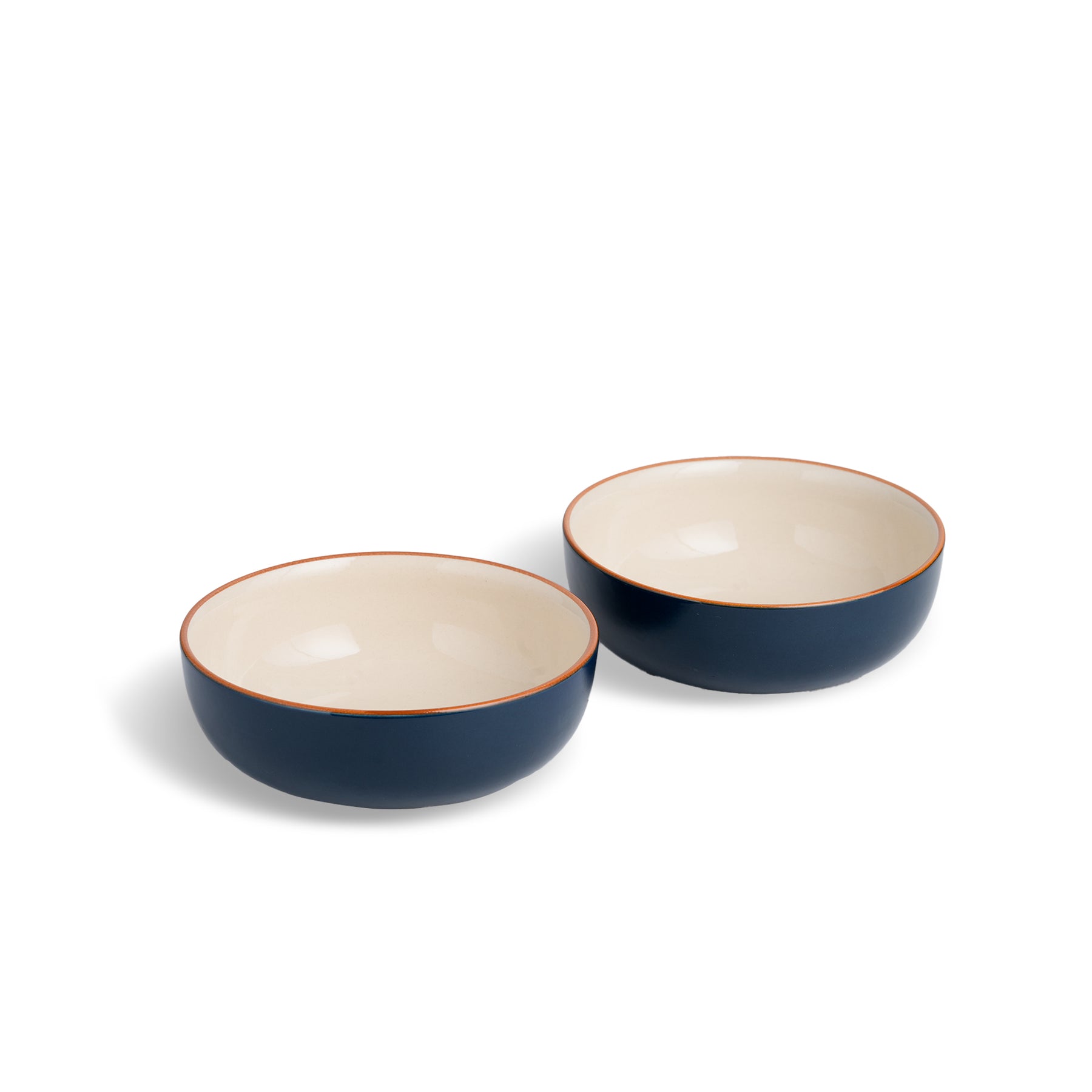 Midnight Blue Ceramic Pasta Bowl Set 2 Pieces, 18cm