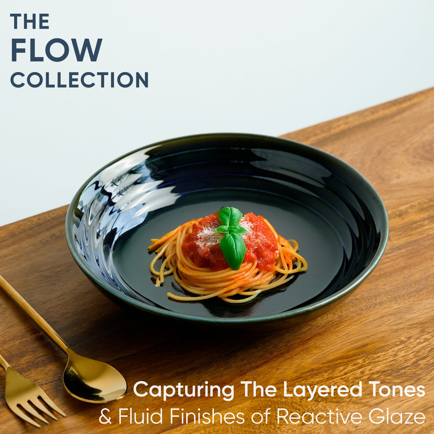 Ceramic Pasta Bowl Set of 2 – Self Reactive Collection Navy