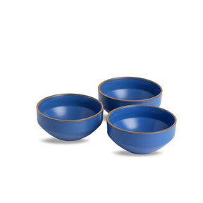 Ceramic Veg Bowls Set of 6 for Dinner | 180ml | Blue | Japandi Collection