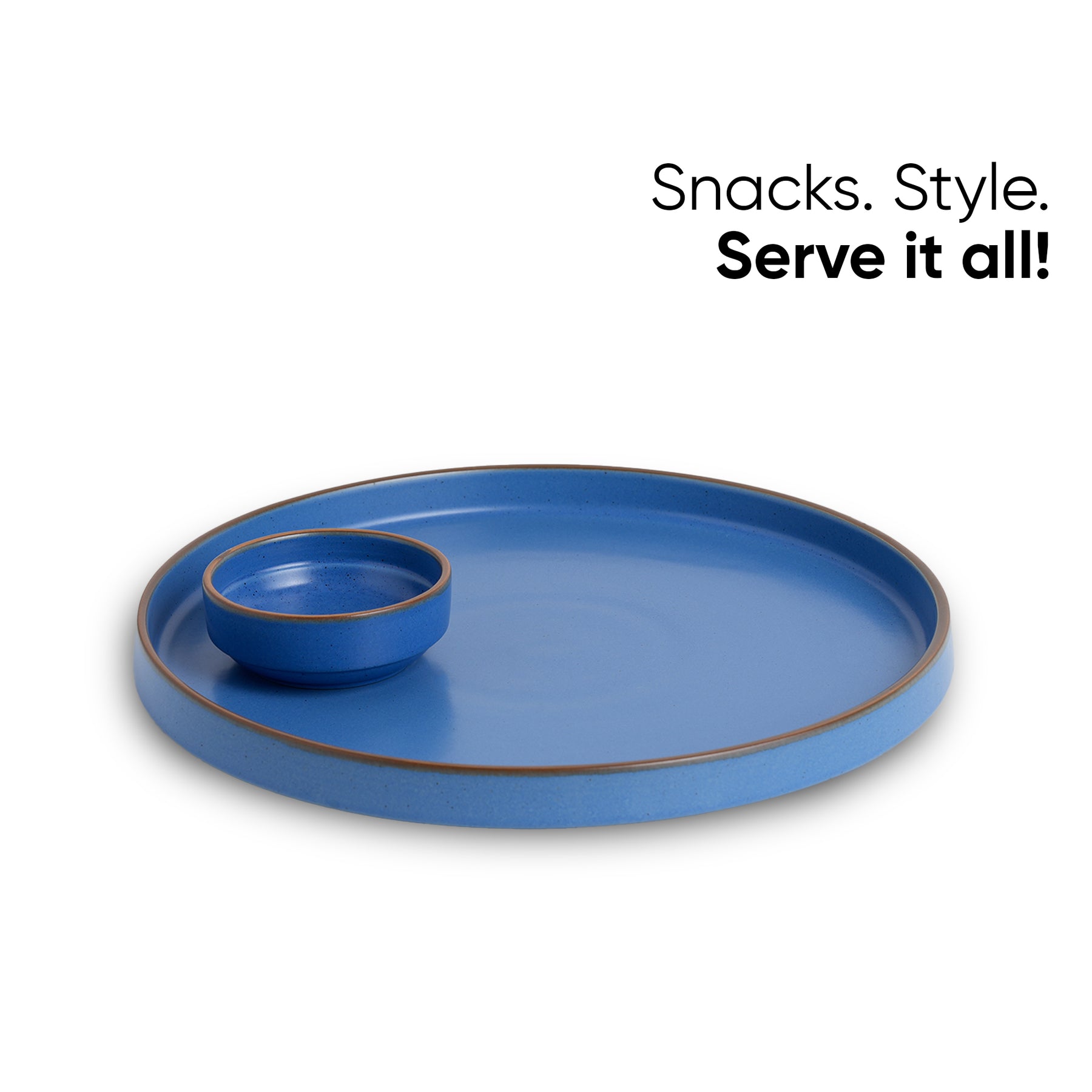 Large Round Ceramic Serving Platter 1 Platter, 1 Dip || Matte Finish | Japandi Platter