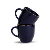 Shay Ceramic Coffee Mug Set | Blue with Real Gold Line | 300ml | Gold Line Collection | Modern Tableware Online India