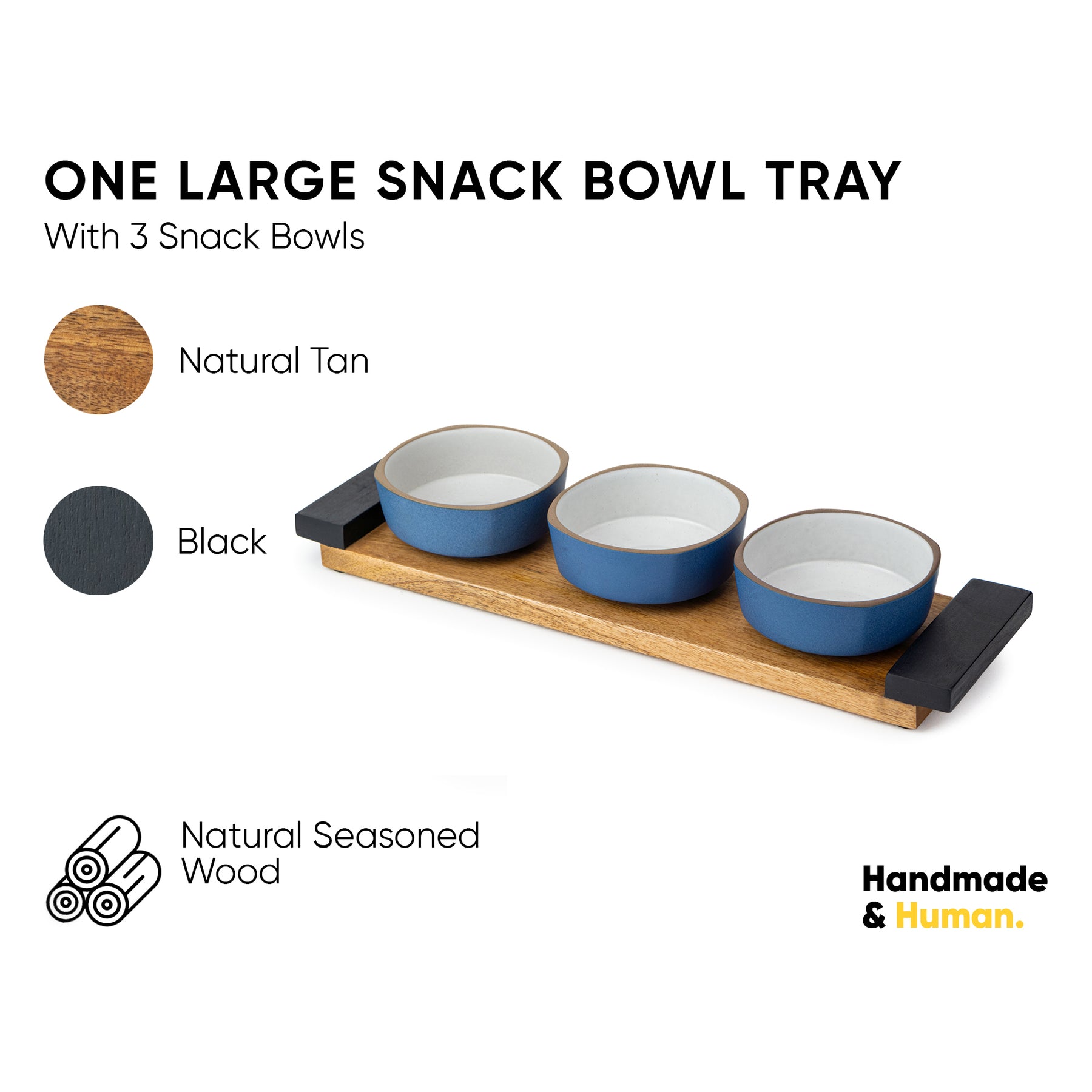 Shay Ceramic Snack Bowl & Tray Set | 300ml | Matte Finish | Japandi Collection