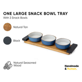 Shay Ceramic Snack Bowl & Tray Set | 300ml | Matte Finish | Japandi Collection