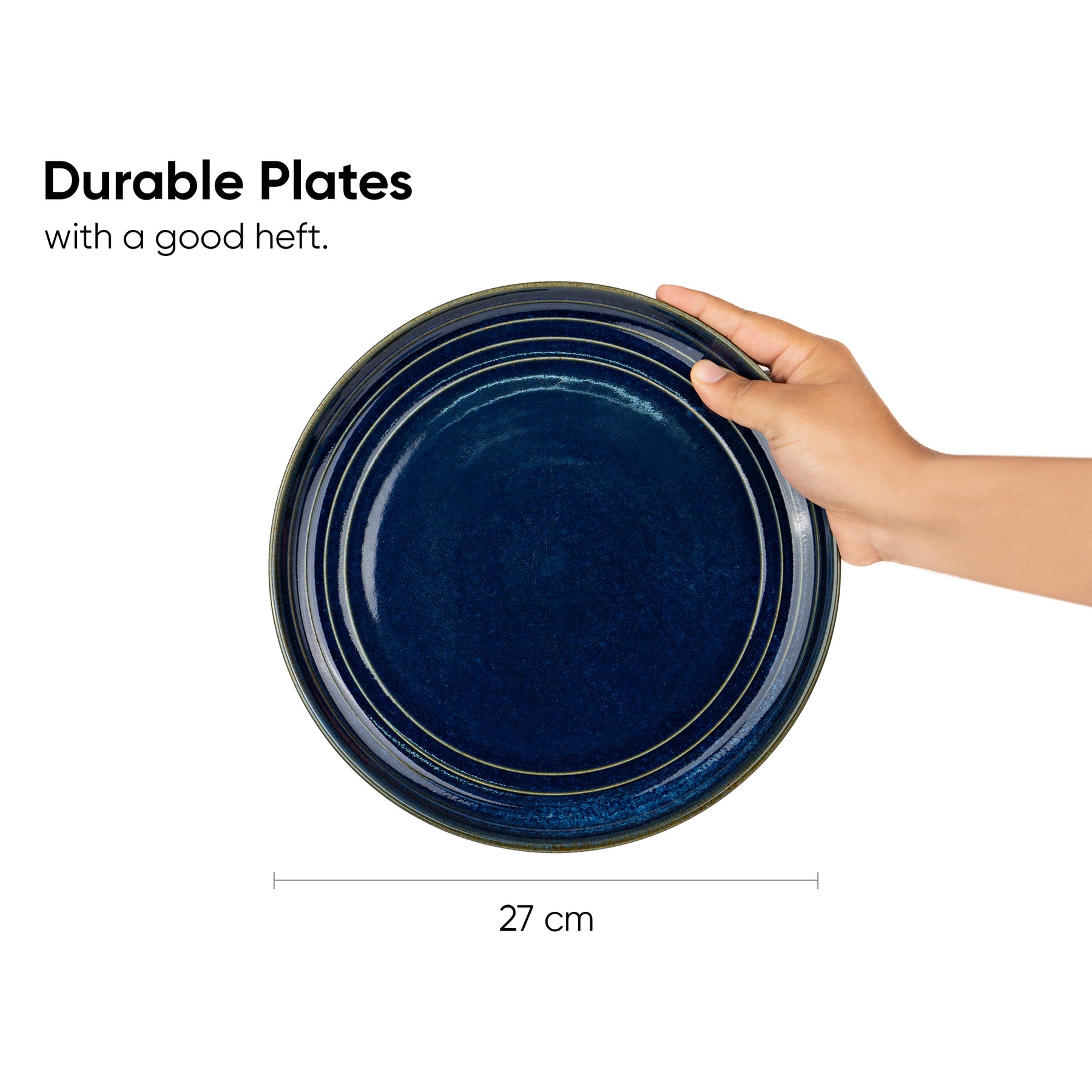 Ceramic Dinner Plates Set, 6 Pieces | Self Reactive Collection | Glossy Finish