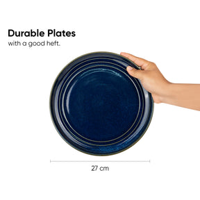 Ceramic Dinner Plates Set, 6 Pieces | Self Reactive Collection | Glossy Finish