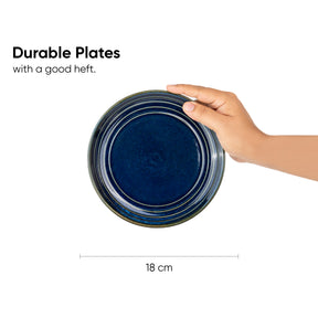 Ceramic Quarter Plates Set of 6 | Glossy Finish | Snack & Dessert Plates | Self Reactive Collection