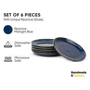 Ceramic Quarter Plates Set of 6 | Glossy Finish | Snack & Dessert Plates | Self Reactive Collection
