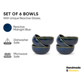 Ceramic Veg Bowls Set of 6 | 180ml | Self Reactive Collection
