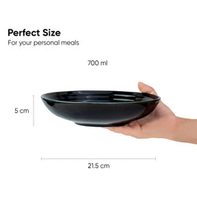 Ceramic Pasta Bowl 21cm – Blue Green | Glossy Reactive Glaze