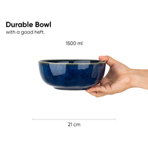 Ceramic Blue Green Ceramic Large Serving Bowl 21cm | Self Reactive