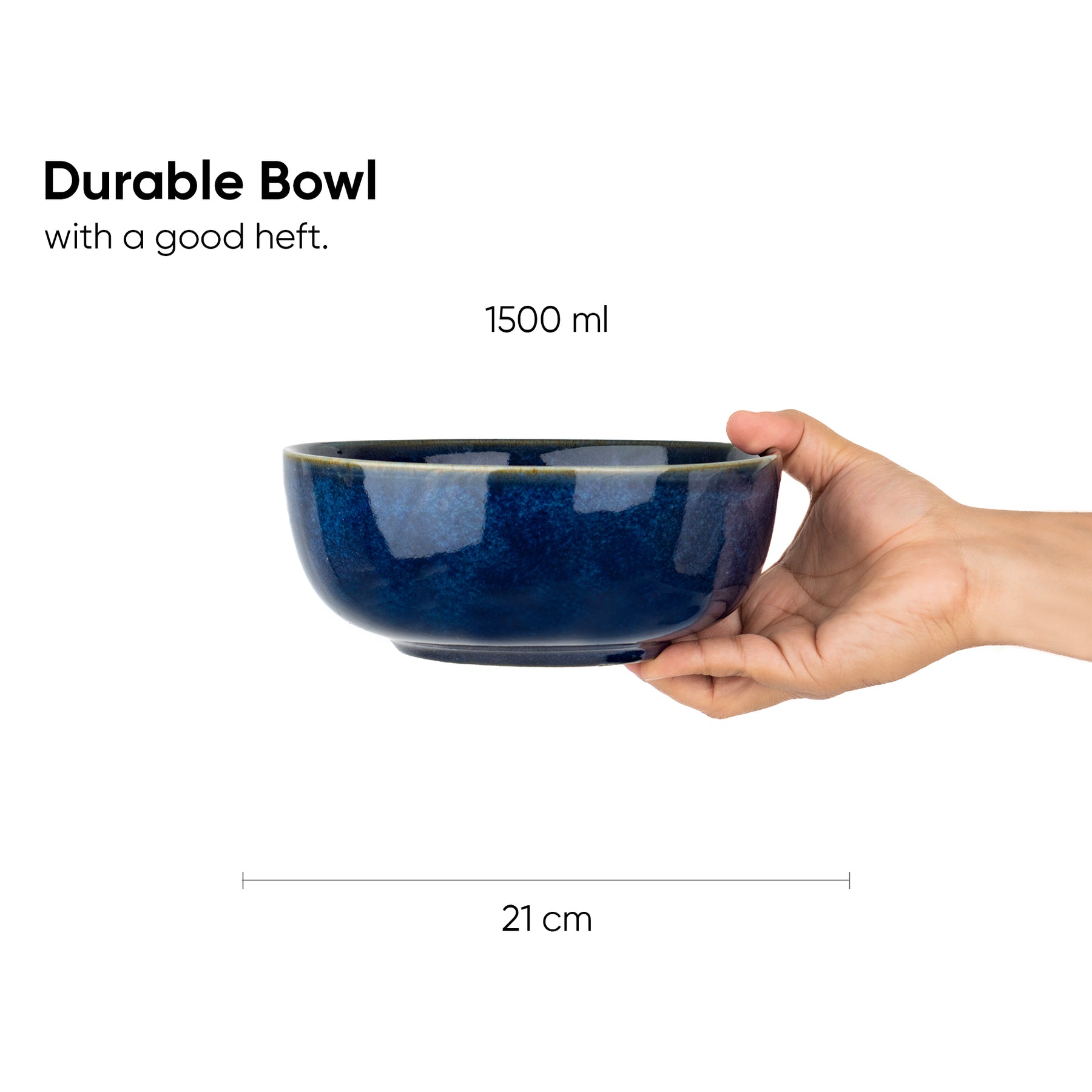 Large Ceramic Serving Bowl – Blue Green, 21cm | Reactive Glaze Finish