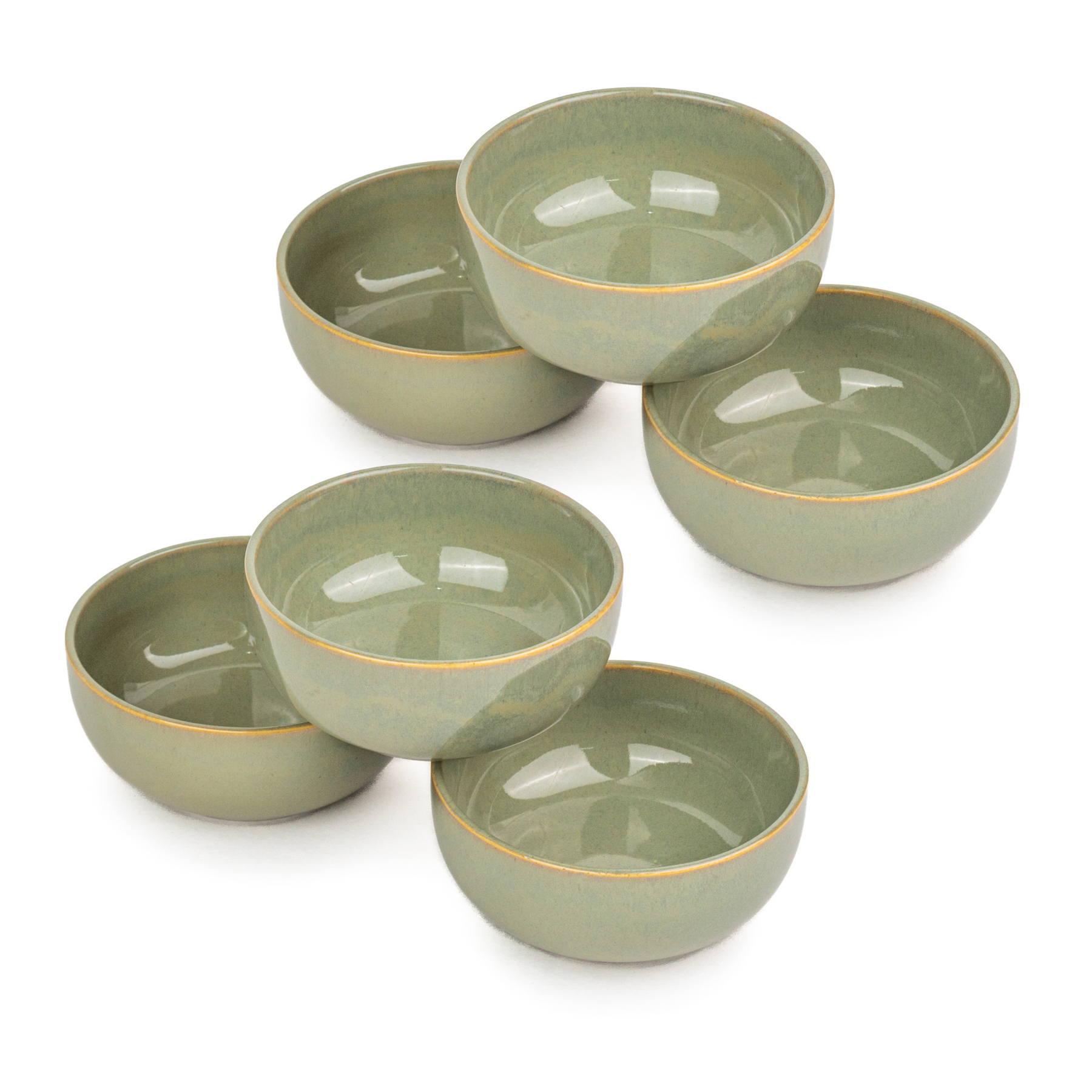 Shay Ceramic Veg Bowls Set of 6 for Dinner Pista | 180ml | Self Reactive Collection | Modern Tableware Online India