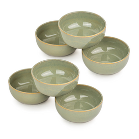 Shay Ceramic Veg Bowls Set of 6 for Dinner Pista | 180ml | Self Reactive Collection | Modern Tableware Online India