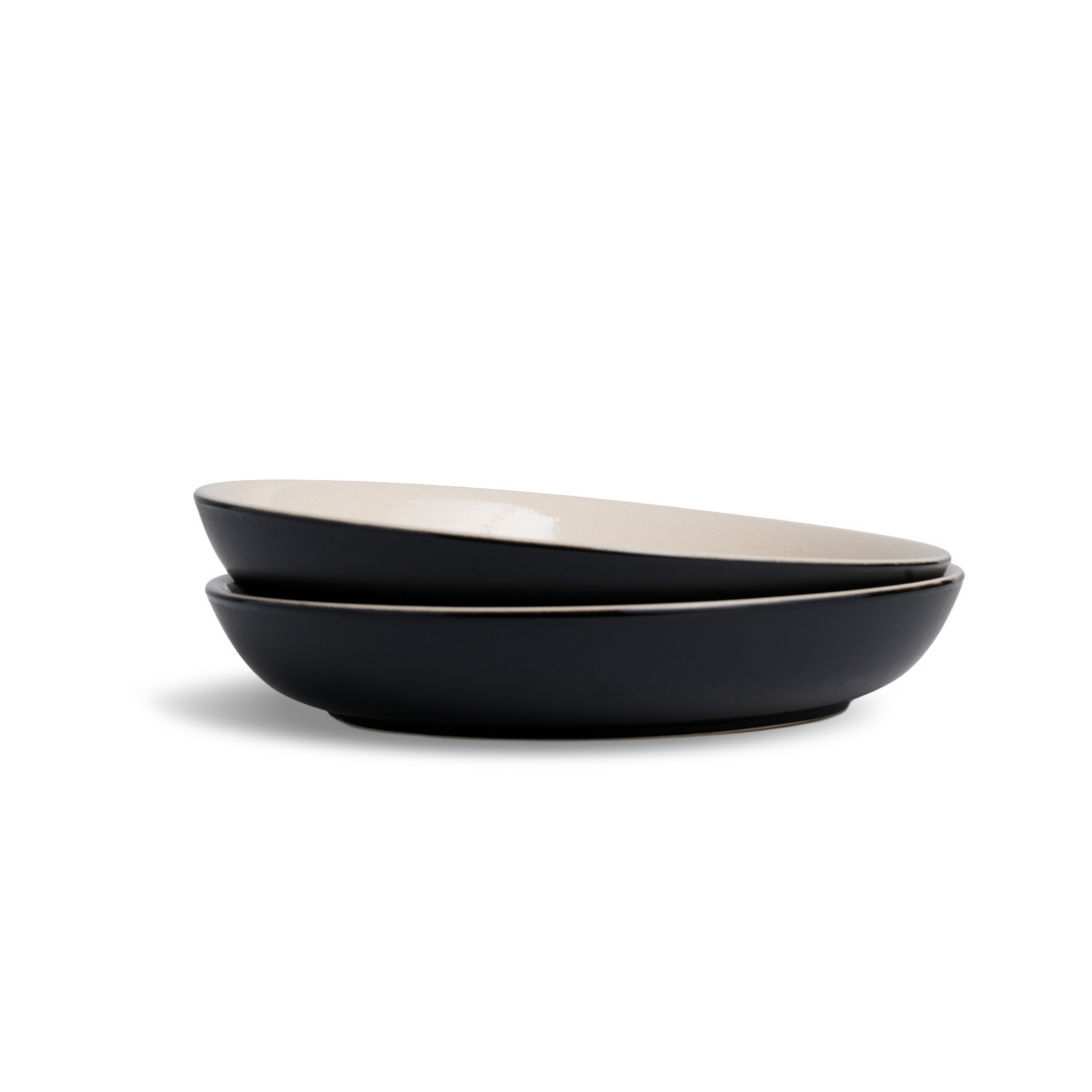 Shay Ceramic Stoneware Salad Plate Set 22cm | Set of 2 | Black Ivory | Modern Tableware Online India