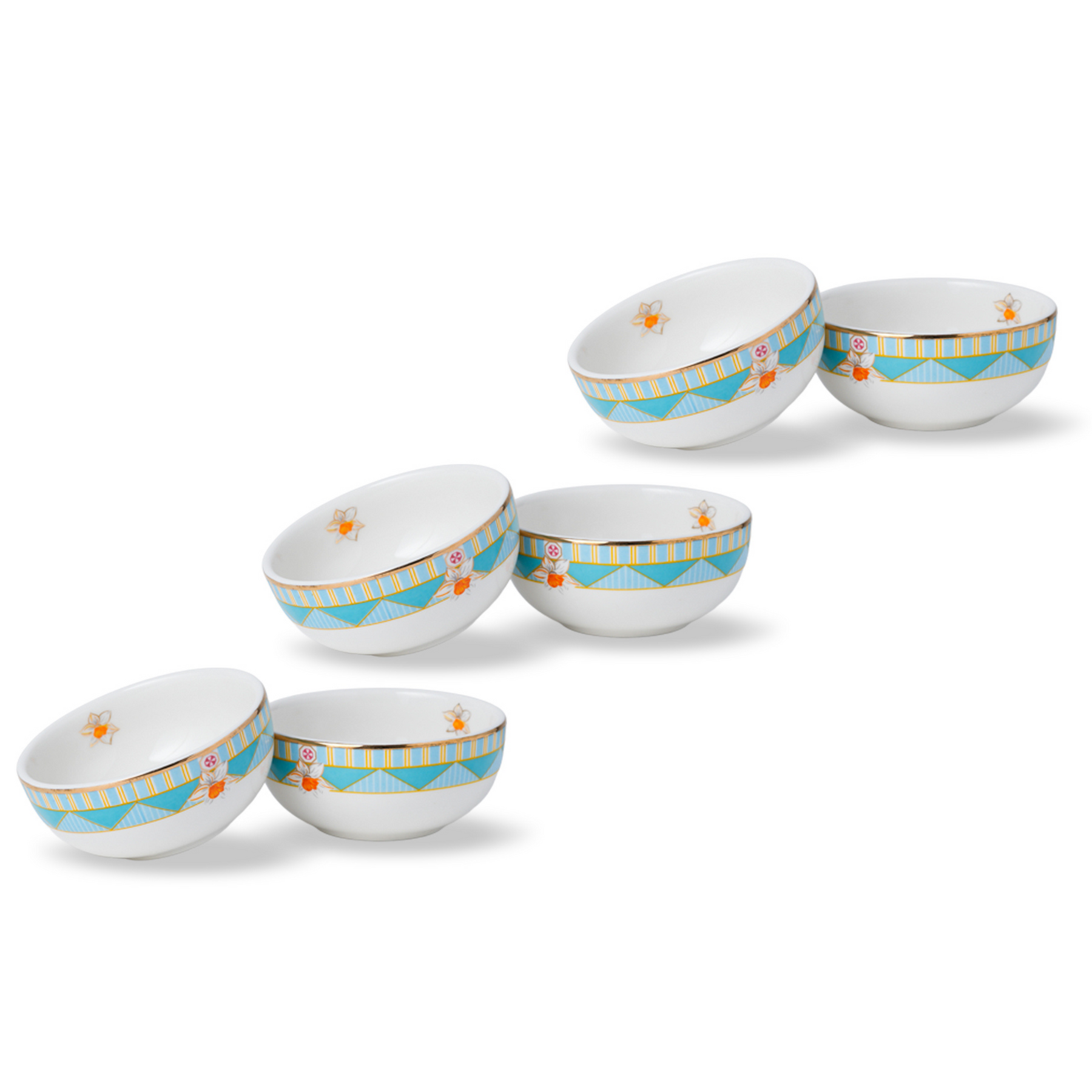 Shay Ceramic Veg Bowls Set of 6 180ml Nargis | Modern Tableware Online India