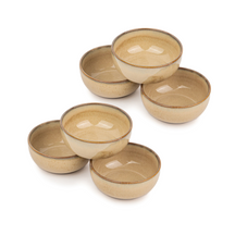 Shay Ceramic Veg Bowls Set of 6 for Dinner Beige Reactive | 180ml | Self Reactive Collection | Modern Tableware Online India