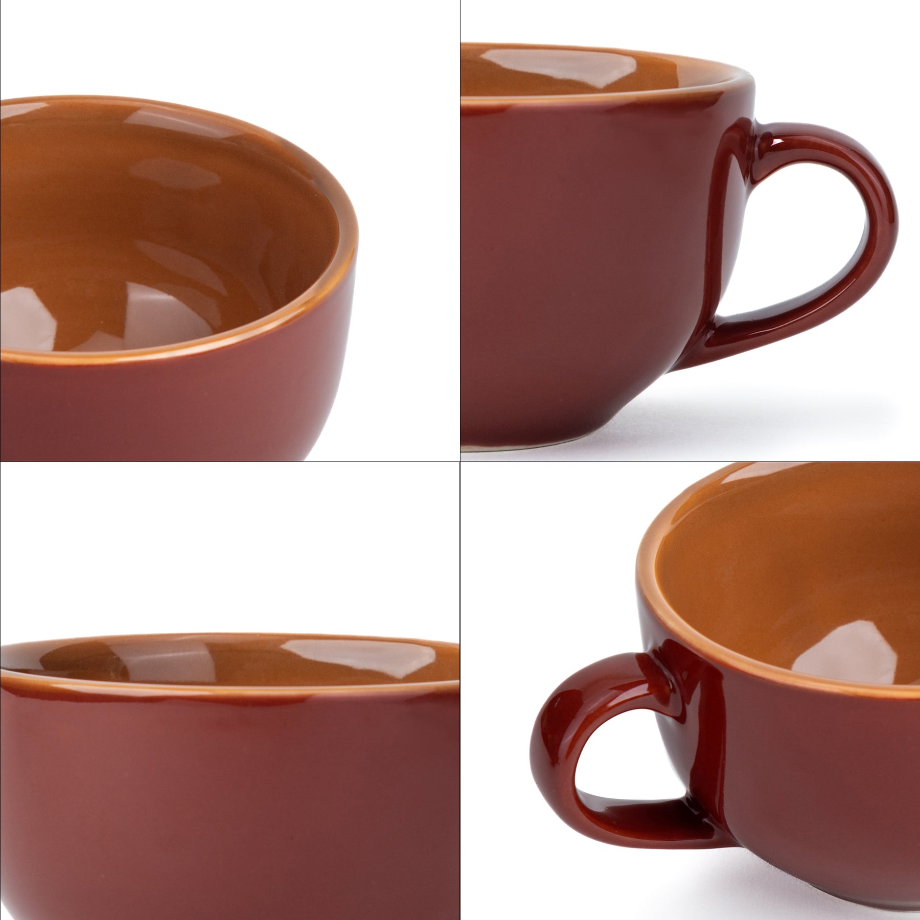 Large Ceramic Coffee Cup Set 320ml | XL Cuppa Collection | Glossy Finish