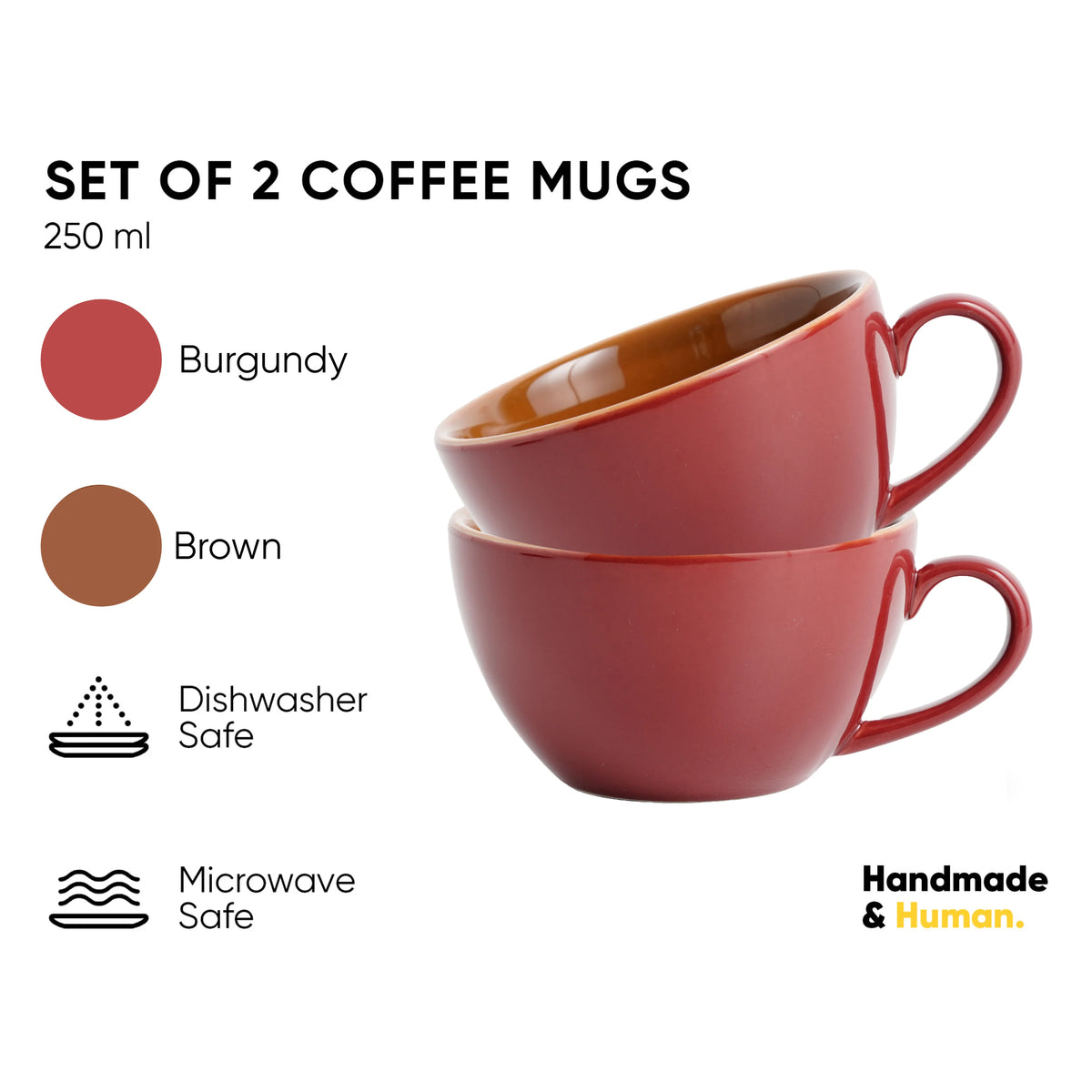 Burgundy Cappuccino Cup Set of 2 | 250ml | Barista Collection