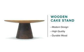 Wooden Cake Stand | Handcrafted Dual Tone Pedestal Stand for Cakes & Desserts
