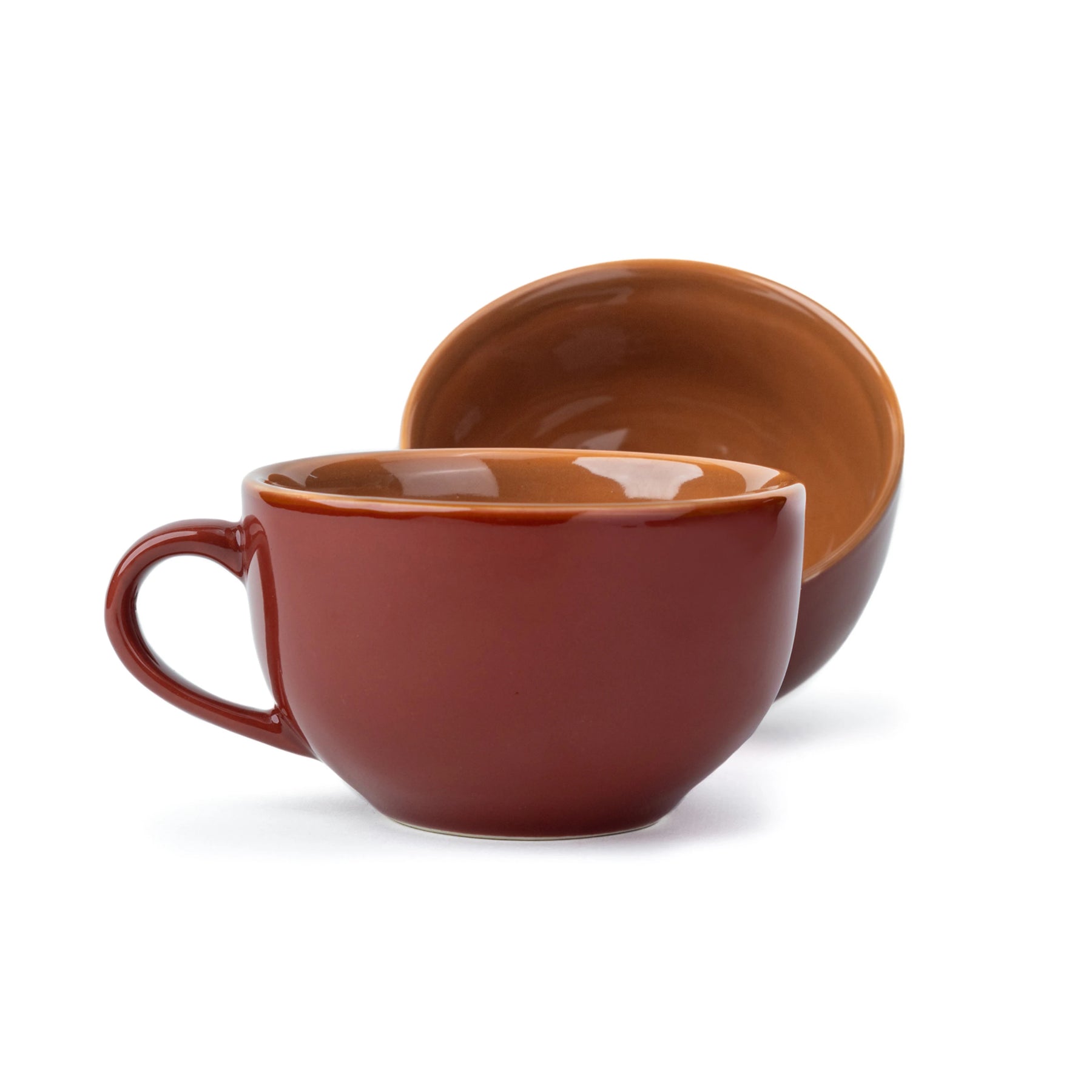 Two brown ceramic bowls on a white background