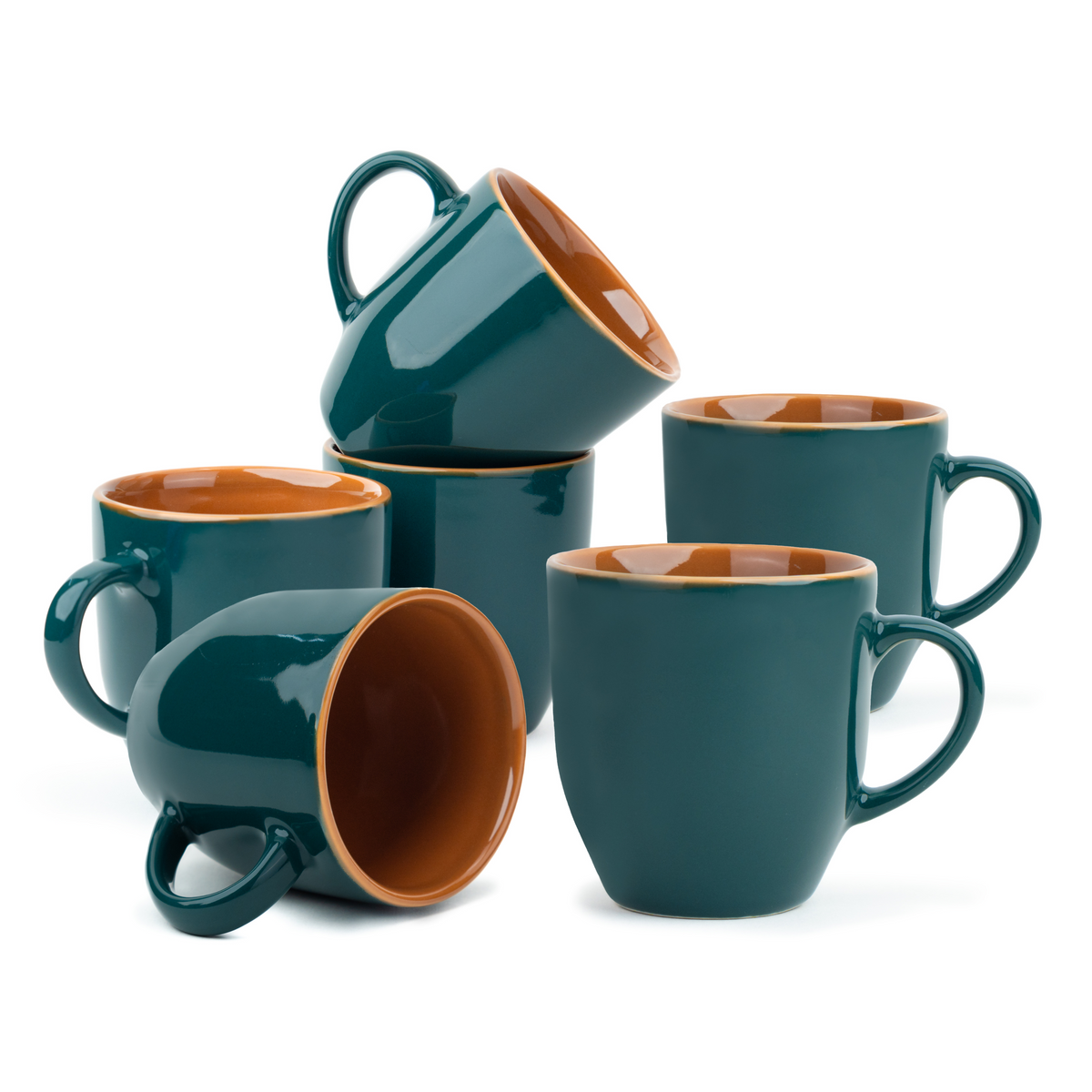 Shay Ceramic Coffee Mug Set, Set of 6, 300ml, Teal Green | Everyday Mugs | Modern Tableware Online India