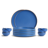 Shay Ceramic Dinner Set of 12 Pcs, Matte Blue | Japandi Style | Modern Tableware Online India