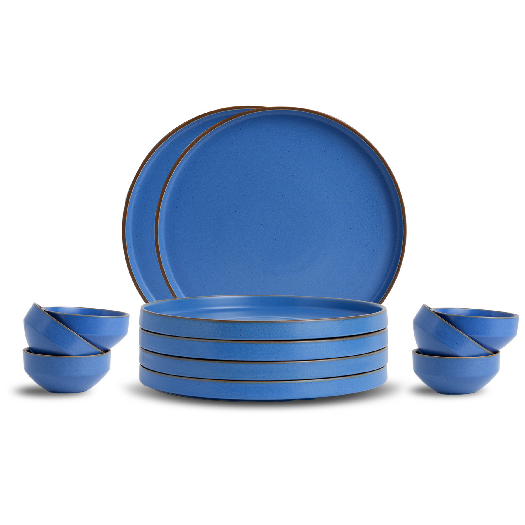 Shay Ceramic Dinner Set of 12 Pcs, Matte Blue | Japandi Style | Modern Tableware Online India