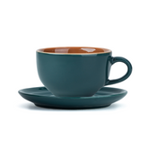 Shay Large Teal Green Ceramic Coffee Cup & Saucer Set 320ml | XL Cuppa Collection | Modern Tableware Online India