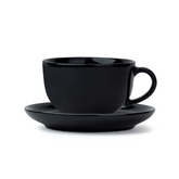 Shay Large Black Ceramic Coffee Cup & Saucer Set 320ml | XL Cuppa Collection | Modern Tableware Online India
