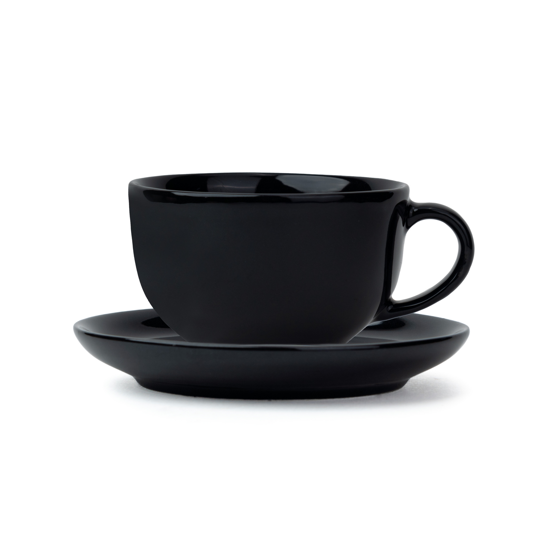 Shay Large Black Ceramic Coffee Cup & Saucer Set 320ml | XL Cuppa Collection | Modern Tableware Online India