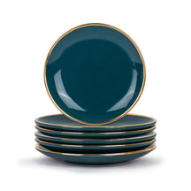 Shay Ceramic Quarter Plates Set of 6 - Goldline Collection | Modern Tableware Online India