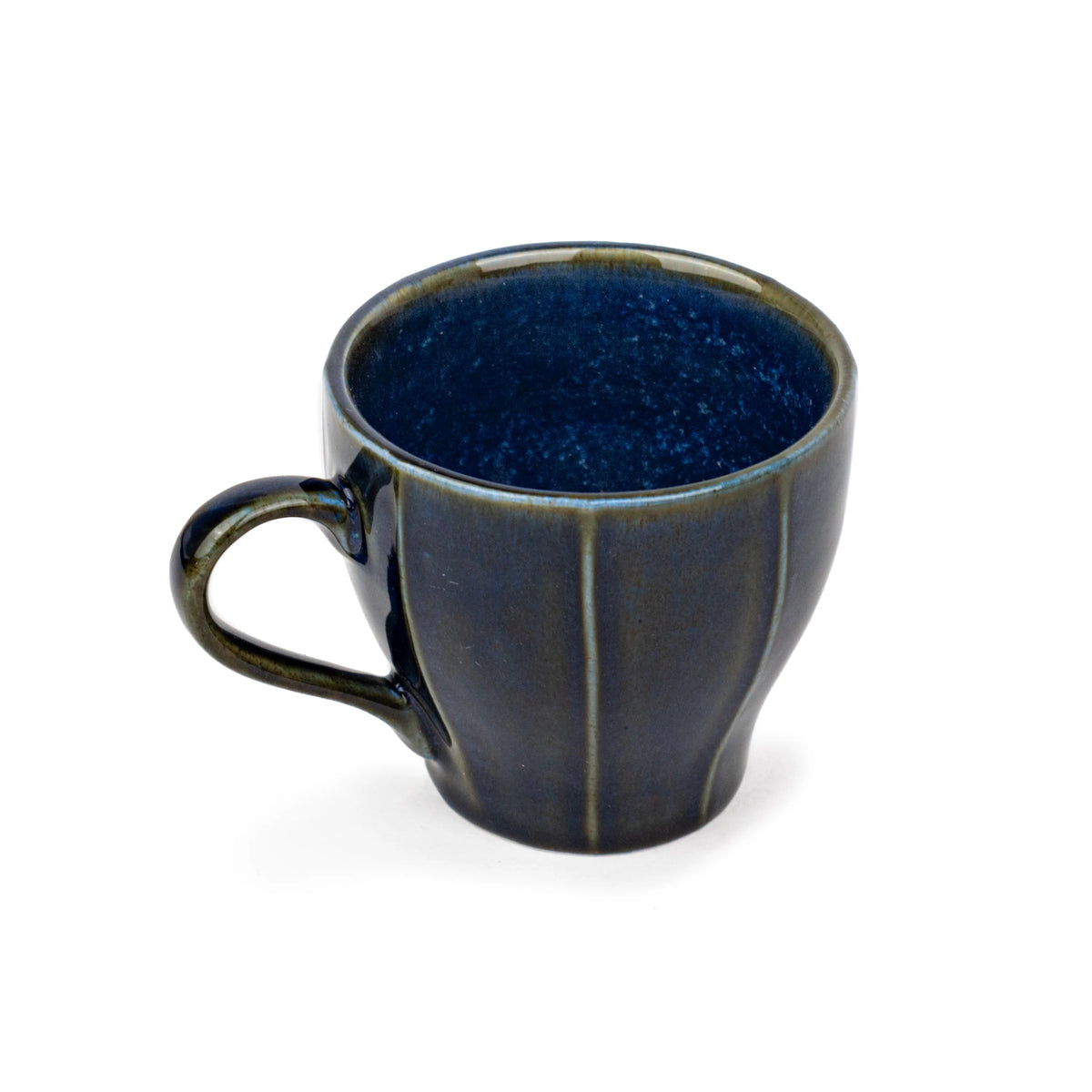 Blue ceramic mug on a white background