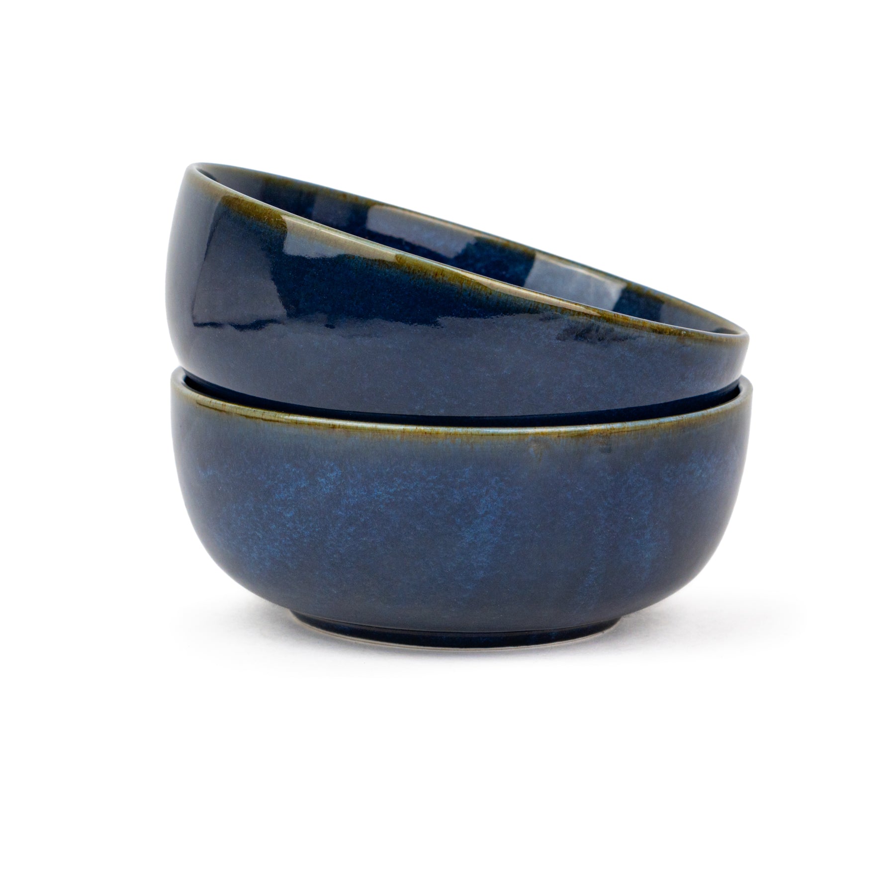 Ceramic Medium Bowl Set, 2 Pieces | Glossy Finish | Stoneware Self Reactive Collection Navy