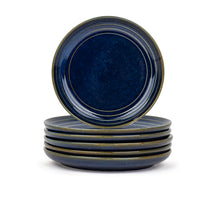 Ceramic Quarter Plates Set of 6 | Glossy Finish | Snack & Dessert Plates | Self Reactive Collection Navy