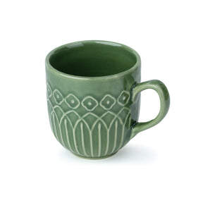 Carving Ceramic Coffee Mug – Green, 330ml