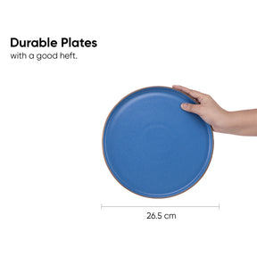 Ceramic Dinner Plates Set, 6 Pieces | Blue Japandi Series | Matte Finish