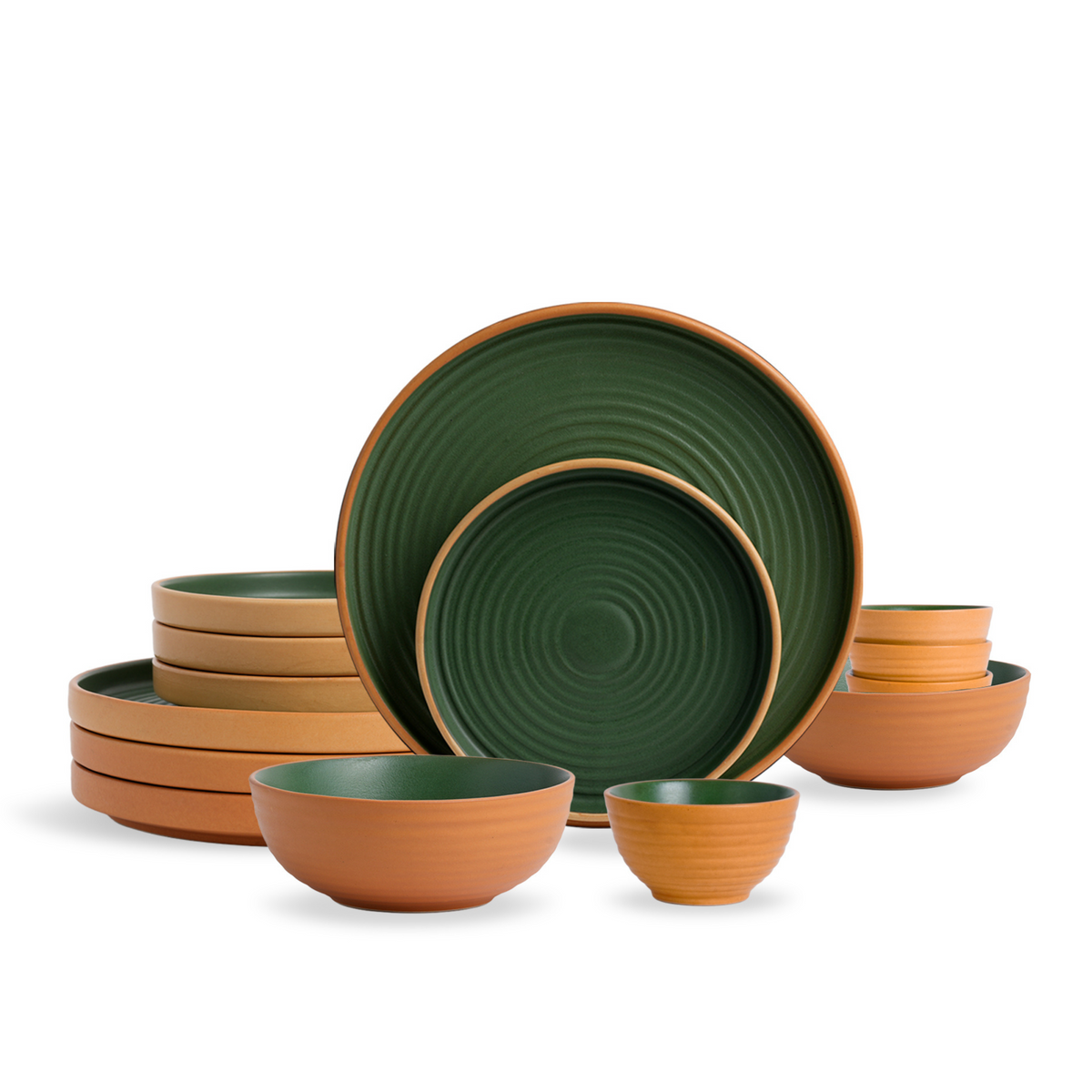 Ceramic Modern Dinner Set, 12 Pcs | Klay Green Crockery Set