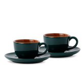 Ceramic Espresso Cup & Saucer Set (Set of 2, 100 ml) – Teal Green