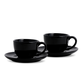 Ceramic Espresso Cup & Saucer Set (Set of 2, 100 ml) – Black