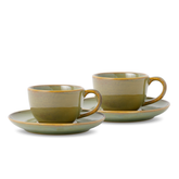 Ceramic Espresso Cup & Saucer Set (Set of 2, 100 ml) – Pista Reactive Glaze