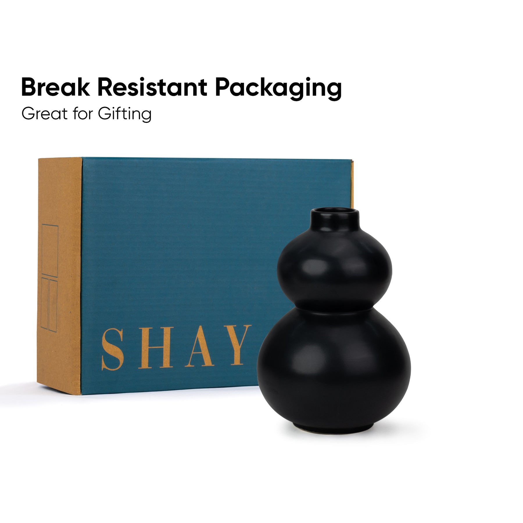 Evo Ceramic Vase,Set of 3, Black | Ceramic Vases for Home Décor Collection